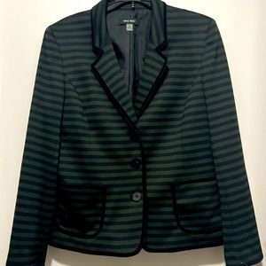 Nine West Pine Tree/Black Striped Blazer